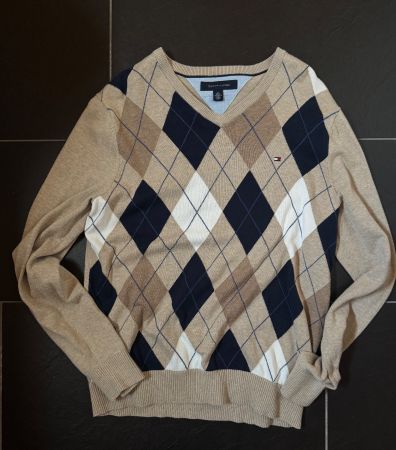 Tommy Hilfiger Pullover, Argyle Muster, Beige, Top Zustan...