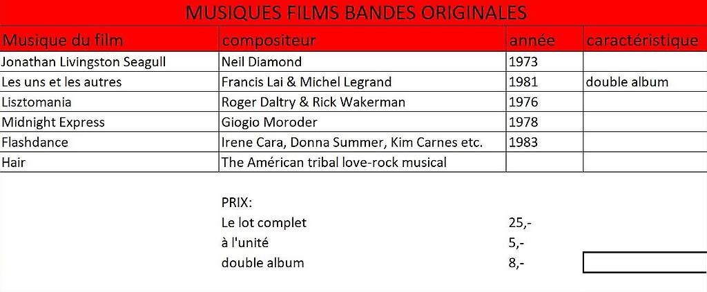 Dischi in vinile: 33 Tours musiques de films – Usato da Grand-Lancy venduto da paddydy 1