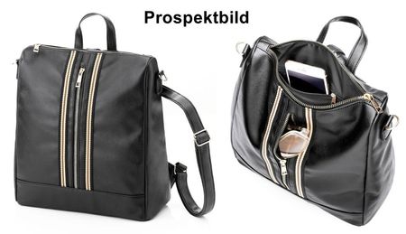 Rucksack (City-Rucksack) Leder-Imitat, schwarz, fabrikneu
