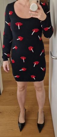 Moschino Couture Kleid Lippen Zigarette Schurwolle  Gr. 40
