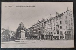 Antike Ansichtskarte St. Gallen - Marktplatz + Vadian, 1906