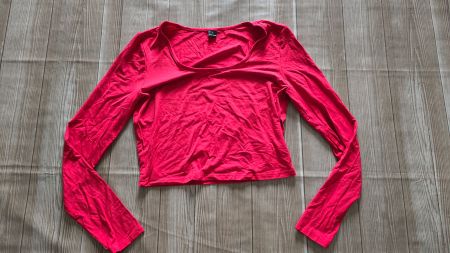 🆕️ Viskose Longsleeve cropped - L - Signalrot 4️⃣