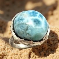 Statement-Ring Silber & Larimar, Grösse 56