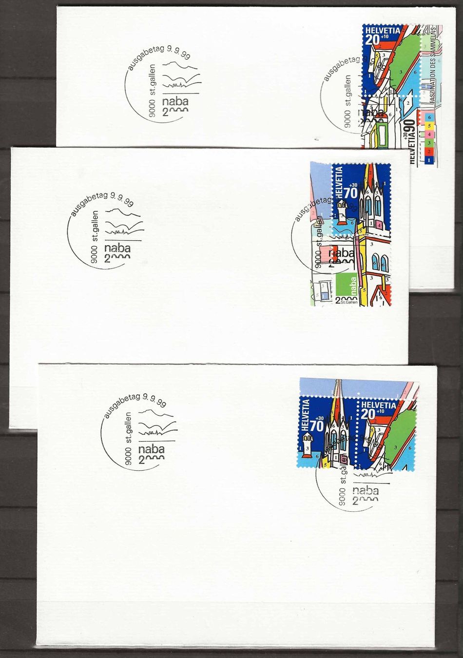 Tutti i francobolli: FW084 - 3 FDC Naba 2000 du bloc 1 – Usato da Trélex venduto da Phil_Albert