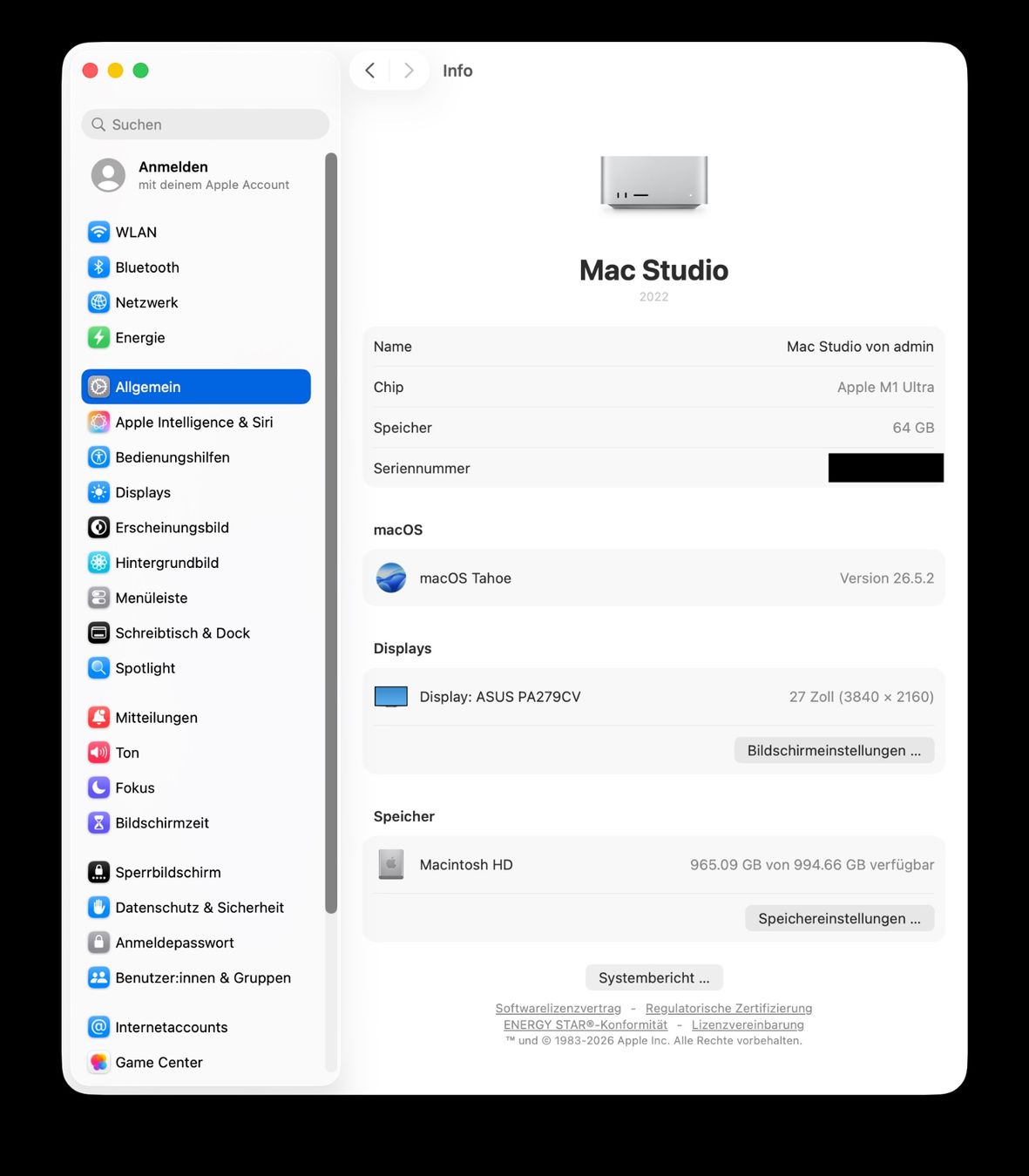 Apple PCs: Apple Mac Studio M1 Ultra 64 GB RAM 1 TB SSD 20 CPU 48 GPU – D'occasion à Steinhausen par rbucher82 6