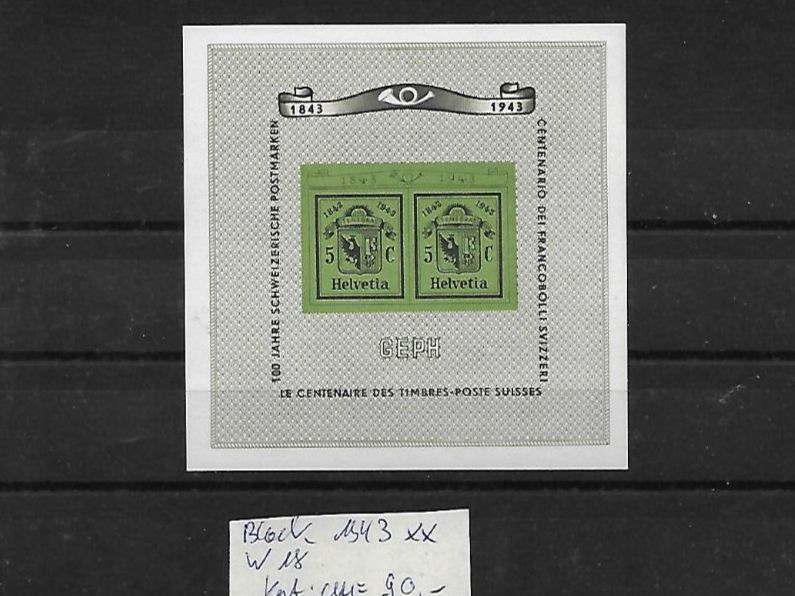 Tutti i francobolli: Block 1943 ** W18 ** Kat: CHF 90.- – Nuovo (secondo la descrizione) da Basel venduto da Ilp