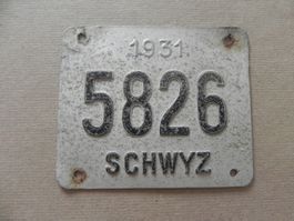 Velonummer Velo Rad Nummer SZ 31 Schwyz 1931 Rar Geschenk