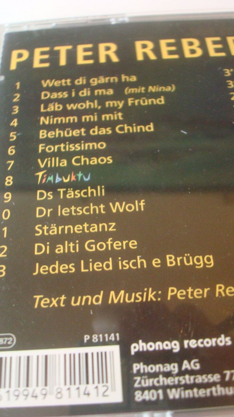 CDs: Peter Reber Timbuktu 1998 – Gebraucht aus Münchenstein von Pesci6 1