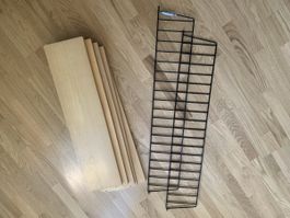 String Wandregal Gitter mit Eichenplatten Design Vintage