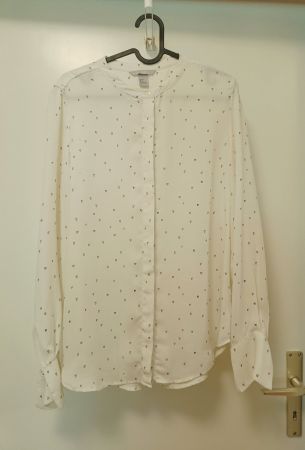 H&M Bluse weiss mit kleinen Herzen, Gr. 38