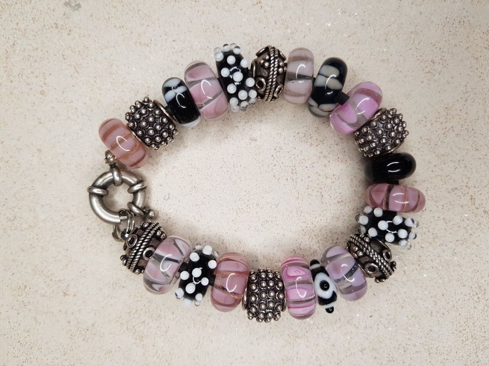 Handgemaakte zwaar verzilverde armband met Fossiel Koraal 3