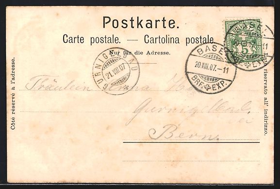 Cartoline postali: AK Basel, Neue Obere Realschule, 1907 – Usato da Berlin venduto da bartko-reher 1