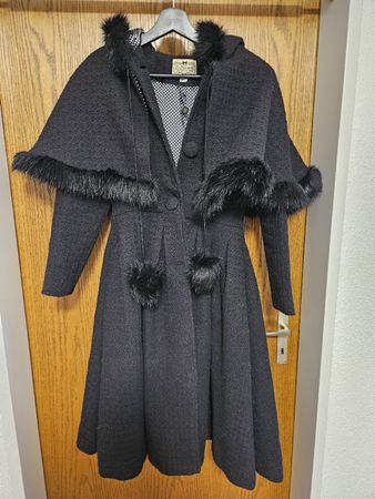 Collectif Mantel Wintermantel Kapuzenmantel Gothic Gr. XS