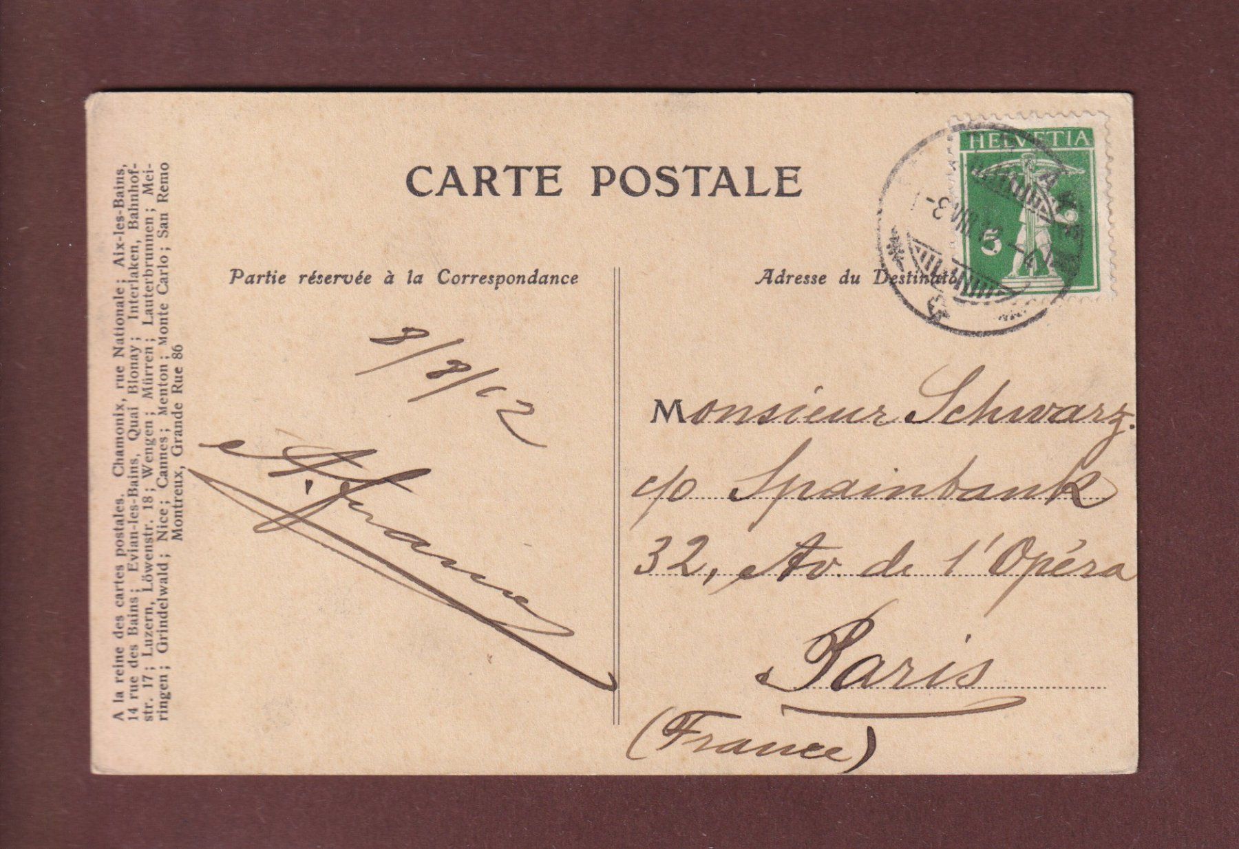 Cartes postales: INTERLAKEN - Alte und Neue Kirche - 1912 – D'occasion à Pully par nicecards 1