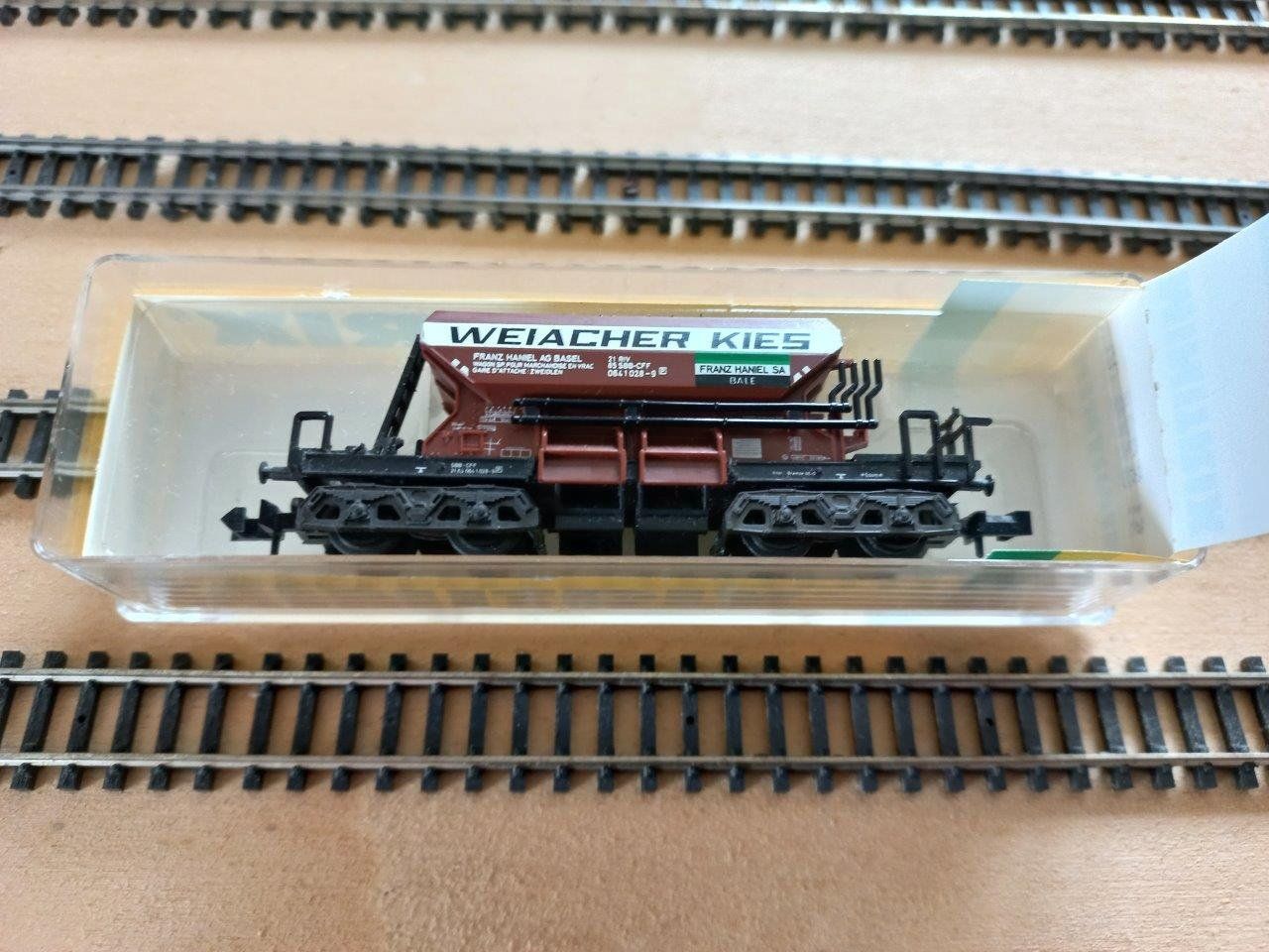 SBB/CFF/FFS Modelleisenbahnen: Minitrix Spur N Güterwagen   Weiacher Kies SBB      intern 2 – Gebraucht aus Pfäffikon / ZH von Pefkadett 2
