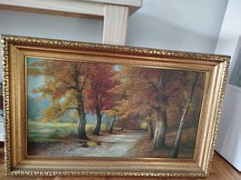 Tableau ancien  Paysage forestier  école russe