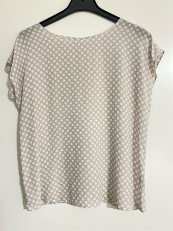 Damen T-Shirt beige gepunktet kurzarm Grösse M