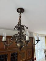 Kronleuchter aus Messing antik fünfarmig 75 cm hoch