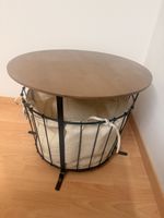 Beistelltisch Metall Holzkorb rund guter Zustand