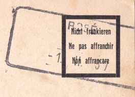 Aushilfsstempel Rosé (FR) 1.II.1937 auf PP-Geschäfts-Antwort