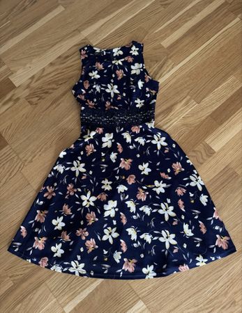 Kleid Homeyee Blumenmuster dunkelblau Grösse S