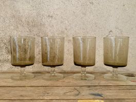 4 Vintage Luminarc SUEDE Trinkgläser / Rauchglas