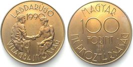 UNGARN 100 Forint 1989 FUSSBALL WM Ku-Ni stgl