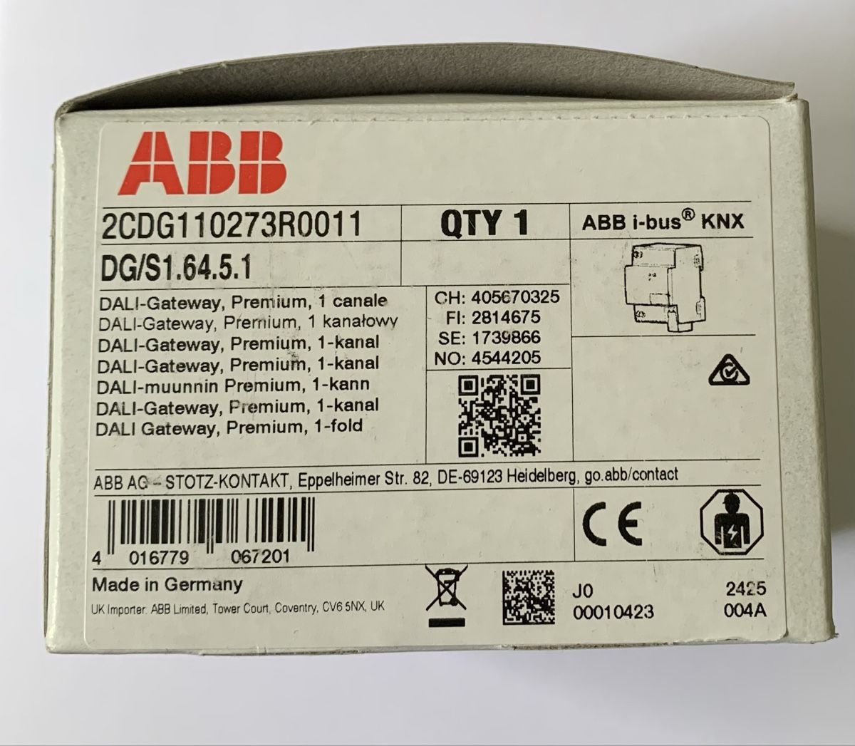 ABB Componenti elettronici: ABB i-Bus KNX DALI-Gateway Basic 1f DG/S1.64.1.1 – Nuovo e nell'imballaggio originale da Zürich venduto da Apache4 1
