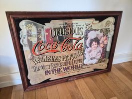 Grosser Vintage Coca-Cola Werbespiegel im Retro-Stil