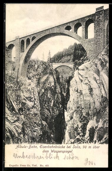 Cartoline postali: AK Solis, Albula-Bahn, Eisenbahnbrücke – Usato da Berlin venduto da bartko-reher