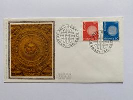 FDC EUROPA Flechtwerk 1970 ET (Seidenbild?)