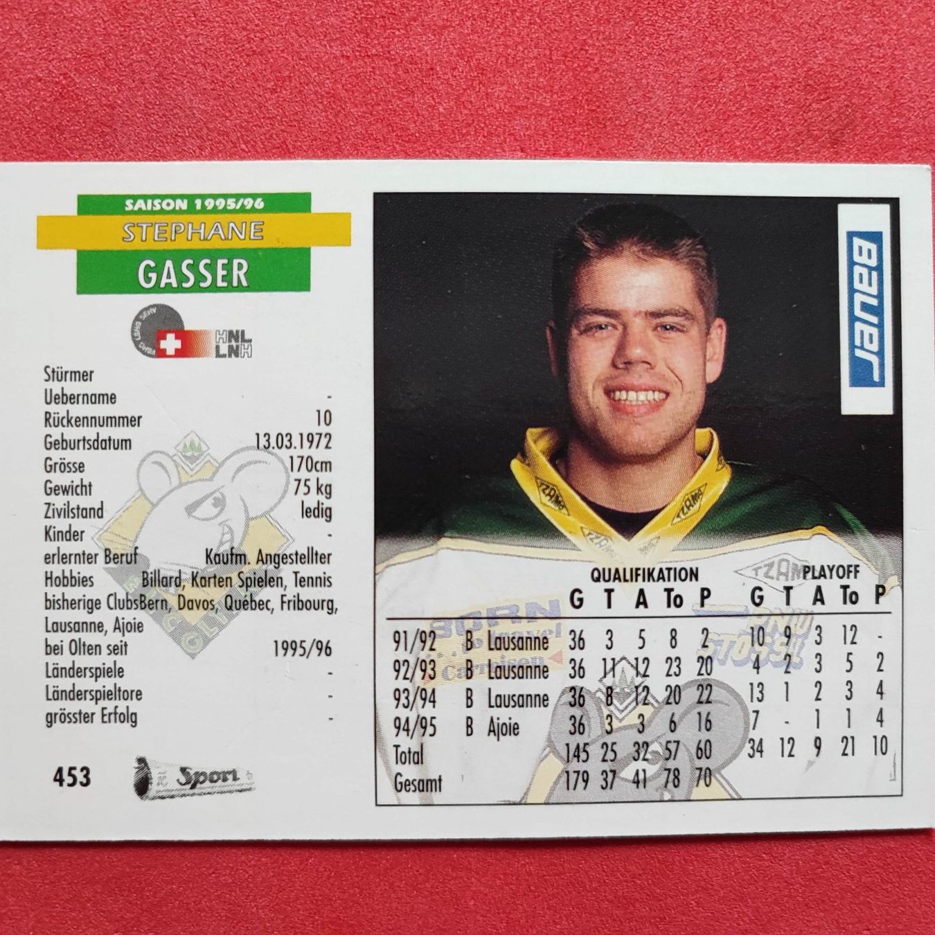 Sammelbilder & Trading cards: Stephane Gasser - EHC OLTEN - 1995/96 – Gebraucht aus Dübendorf von kb86_MOVIE 1