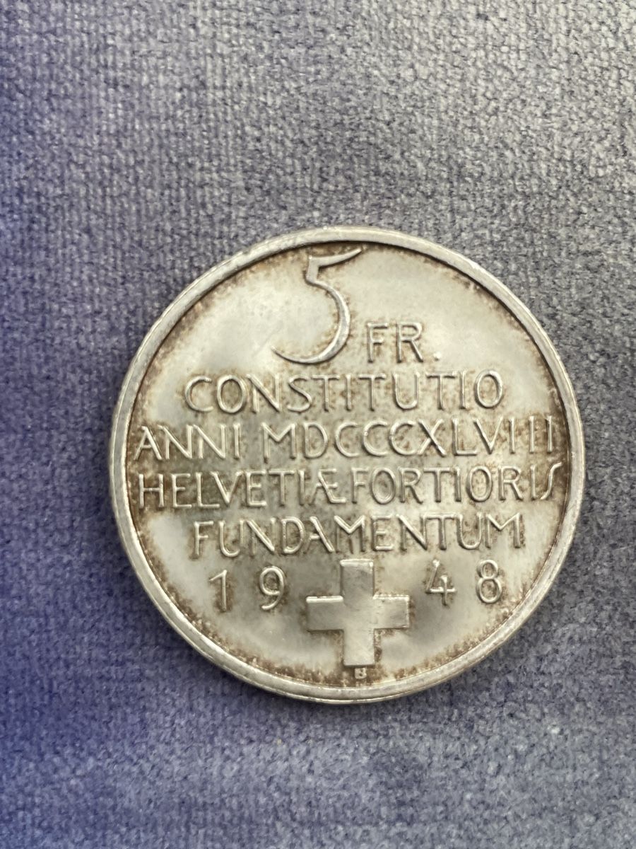 Alle Münzen: Silber 5 Franken 1948 Bundesverfassung – Gebraucht aus Siebnen von Starlauf 1