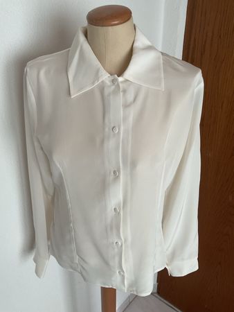 Damenbluse L/A 100% Bio-Seide weiss Grösse M neu mit Etikett