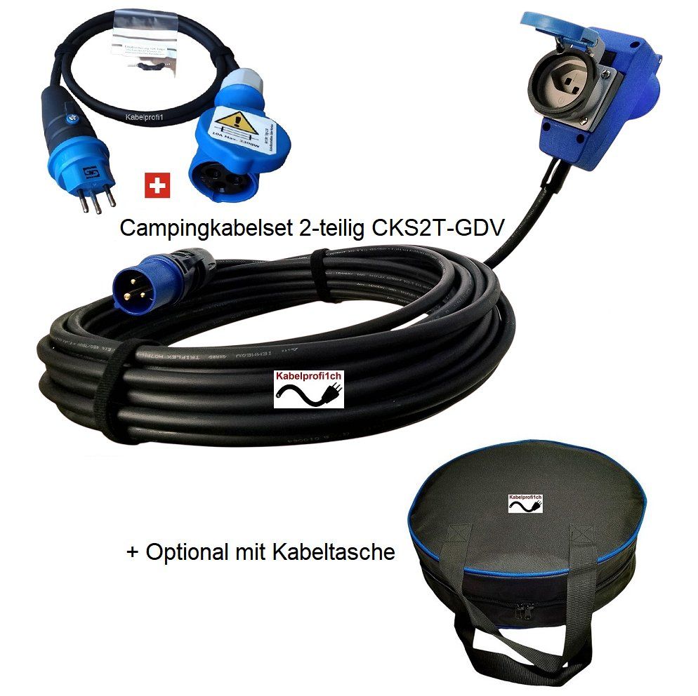 Kabel: Campingkabel Gummi verstärkt Set 2-teilig CEE16-3 3x2,5mm2 – Neu und originalverpackt aus Herisau von Kabelprofi1
