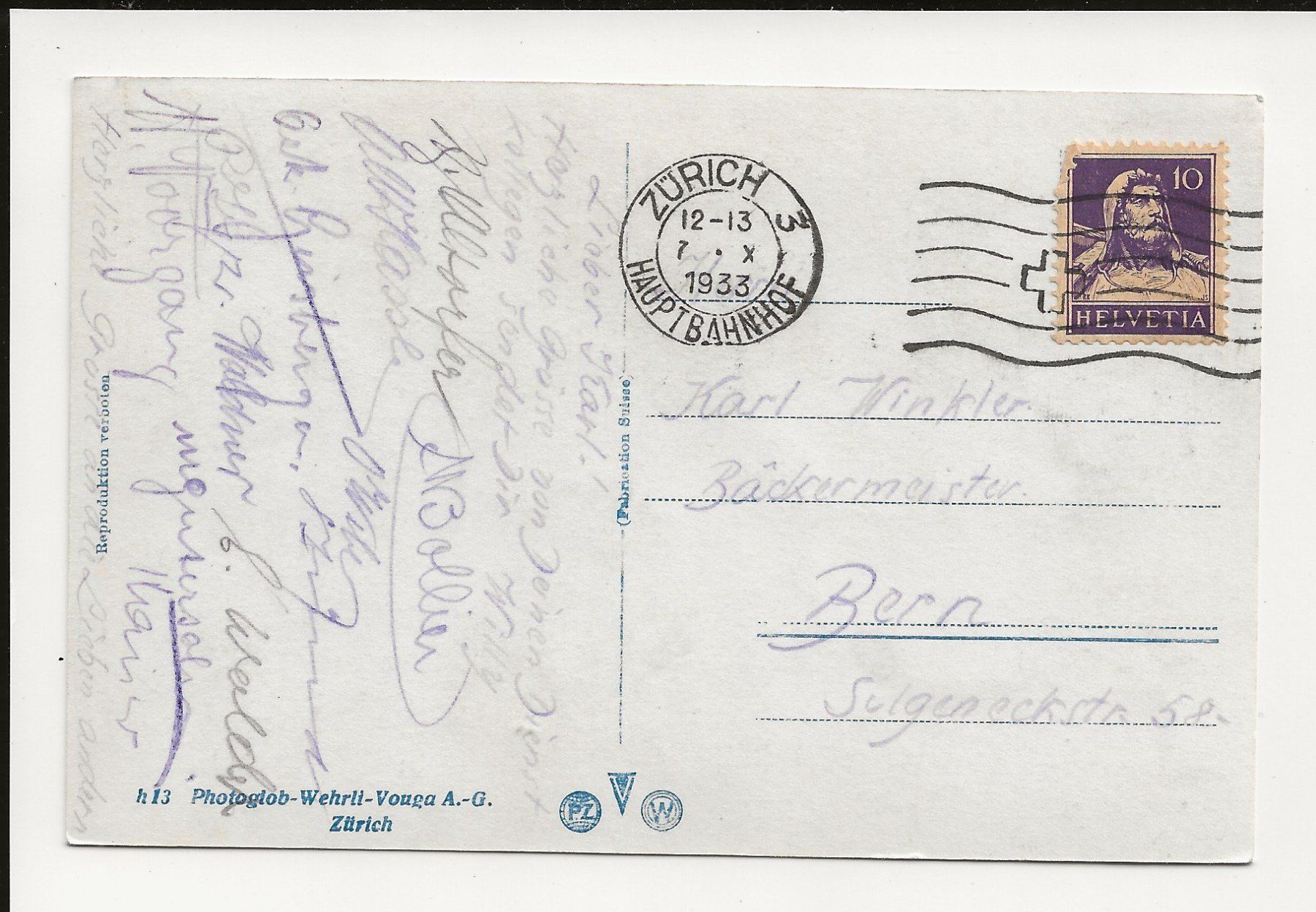 Cartoline postali: AK 1933  Zürich Limmat und Sihl – Usato da Greifensee venduto da 315WDO 1