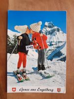 Gruss aus Engelberg Kinder beim Skifahren AK Menschen