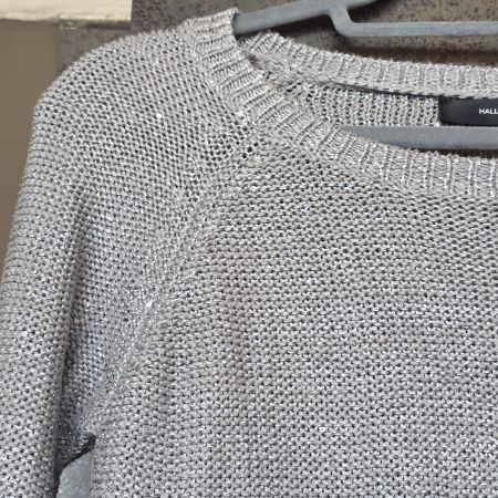 🐸 HALLHUBER GLITZER PULLOVER M MIT SILBERNEN PAILLETTEN