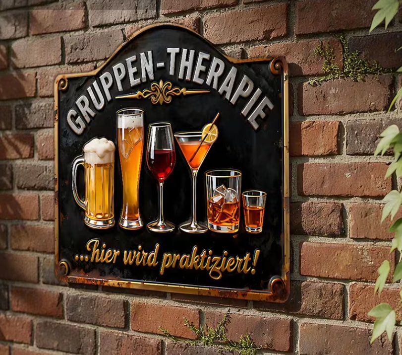 Schilder: Schild "Gruppen Therapie Hier wird praktiziert" – Neu und originalverpackt aus Gerlafingen von Tsuru