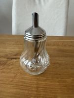 Zuckerstreuer aus Glas mit Chromdeckel, Vintage Look