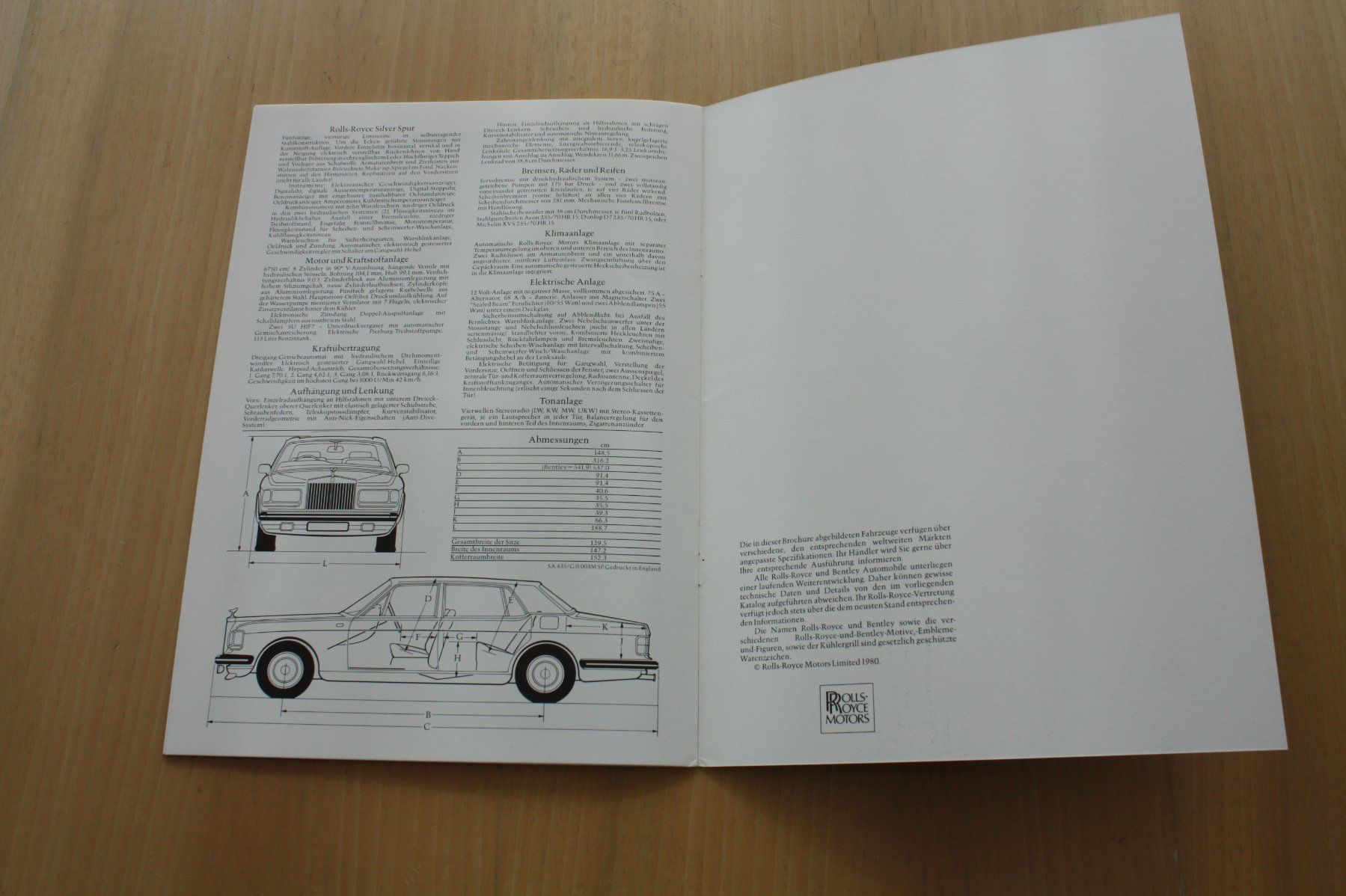 Rolls-Royce Documenti: Rolls Royce Silver Spur Prospekt 1980 Deutsch – Usato da Wikon venduto da erwin400 7