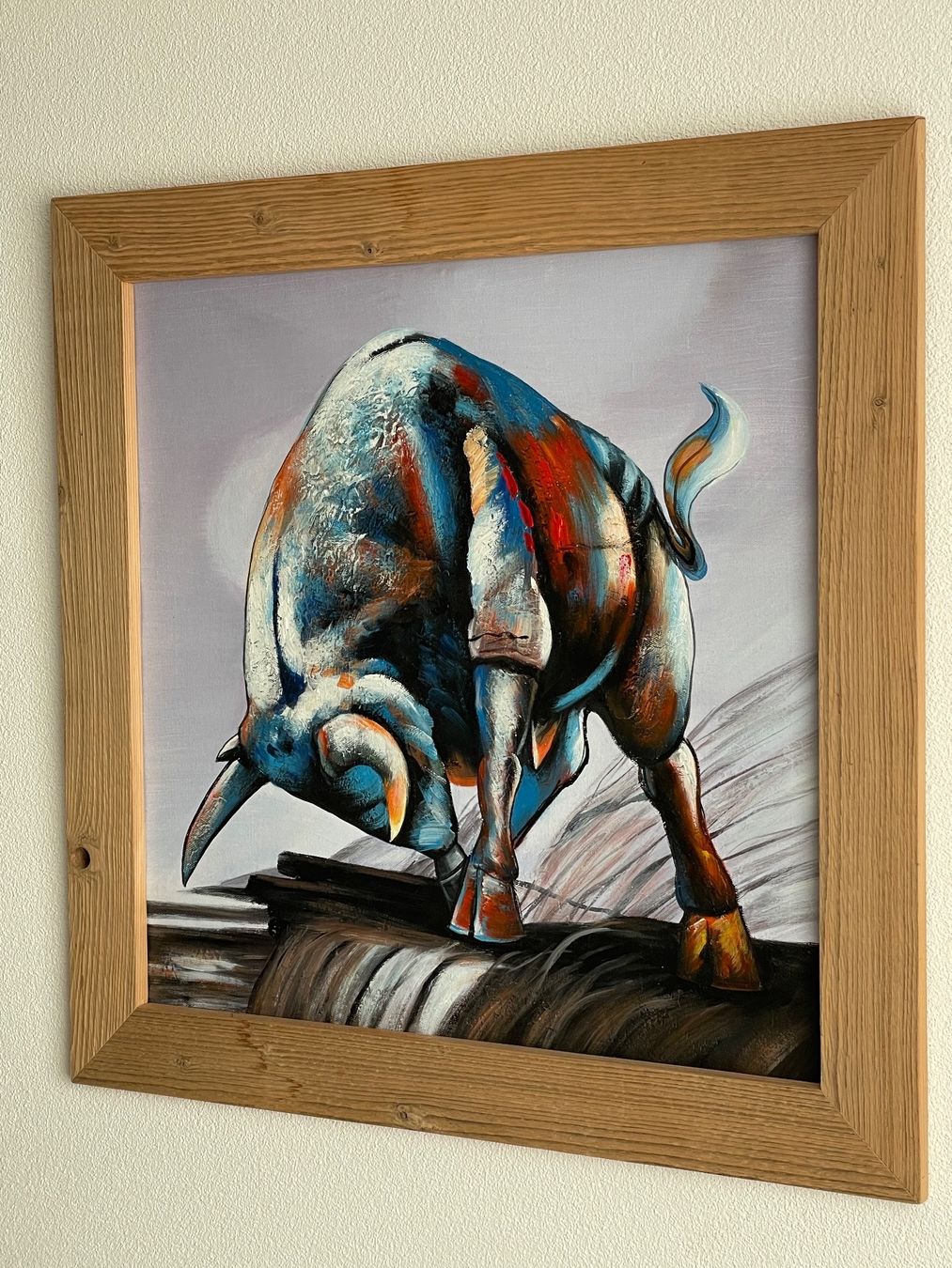 Foto & Immagini: Bild Stier auf Leinwand in Öl oder Acryl – Usato da Brunnen venduto da Holz-style 1