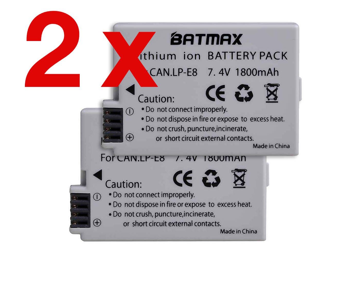 Batterie: 2 Stk. Batmax Akku LP-E8 zu Canon EOS 700D, 650D, 600D, 550D – Nuovo e nell'imballaggio originale da Bülach venduto da Lohar