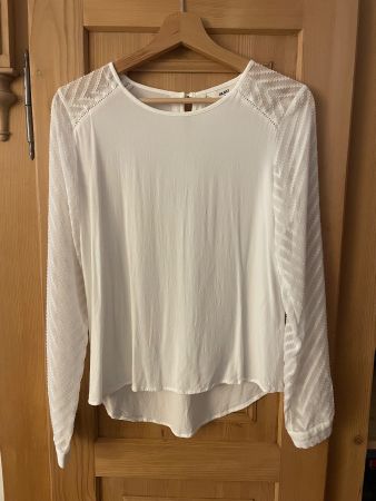 Object Bluse weiss Gr. 38 Viskose transparente Ärmel