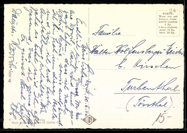 Cartoline postali: AK Ober-Uzwil, Mit Säntiskette – Usato da Berlin venduto da bartko-reher 1