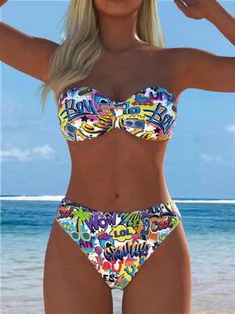 2-teiliges Bikiniset mit stylischem Printdesign ☆NEU☆90er