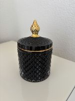 Schwarze Deko-Dose mit Deckel & goldenen Details