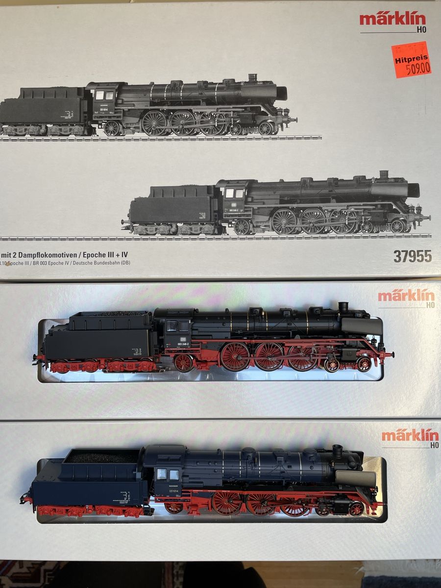 Märklin Modellini di ferrovie: Märklin 37955 Set mit 2 Dampflokomotiven DB digital – Usato da Rickenbach ZH venduto da u2540