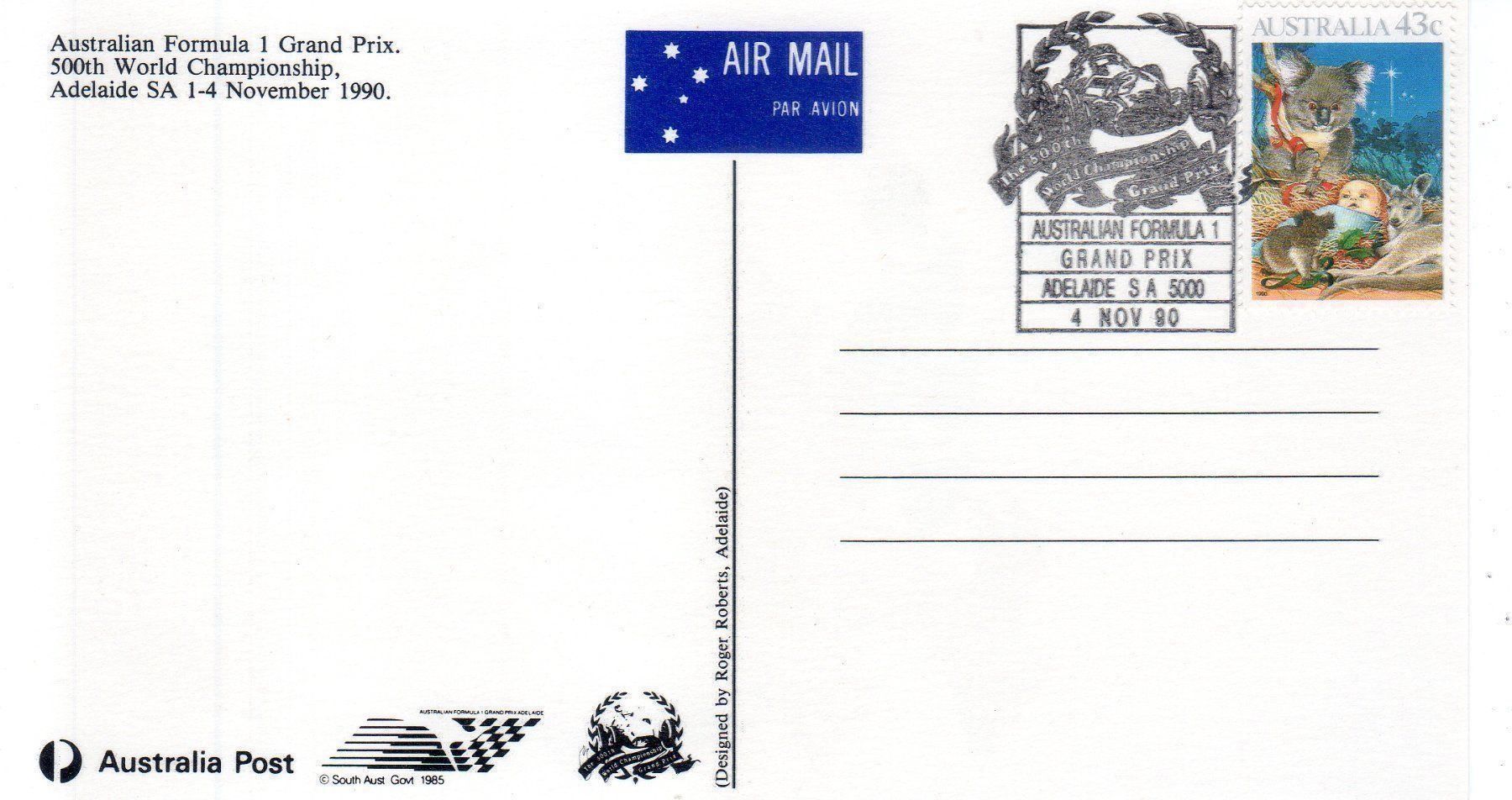 Tutti i francobolli: AUSTRALIEN FORMULA UNO 1990 500TH GP – Usato da Losone venduto da EM2019 1