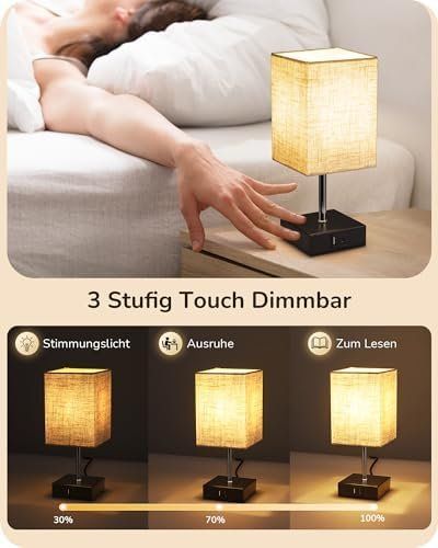 Lampade: LED Nachttischlampe Touch Dimmbar 2er Set Tischlampe Modern – Nuovo e nell'imballaggio originale da Hundwil venduto da Equiply 2